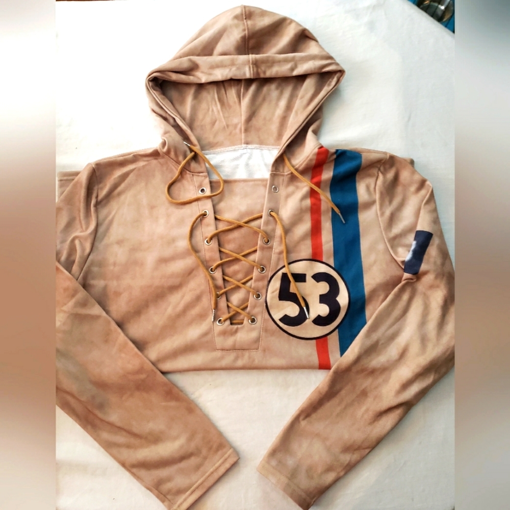 Men's Lace-up Hooded Shirt With Racing Stripes